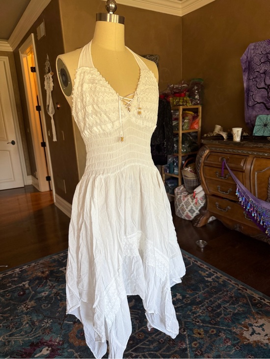 Dresses & Skirts - Cute White Fairy Pixie Midi Halter Dress NWOT